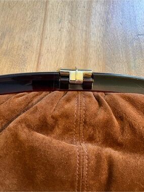 Vintage Ruth Saltz Suede Clutch Bag in Chestnut Brown
